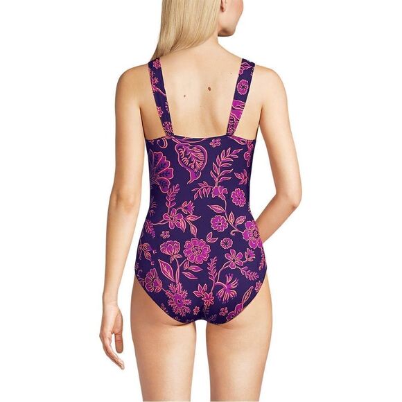 Land’s End Grecian 1 piece swim suit Slenderize blackberry ornate floral Various - Picture 4 of 5